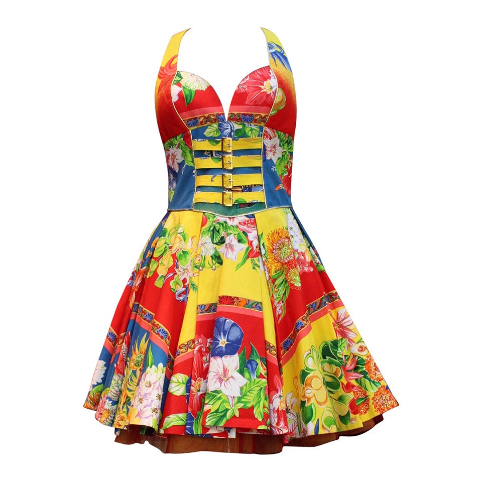 Versus By Gianni Versace Floral Print Dress , circa 1993