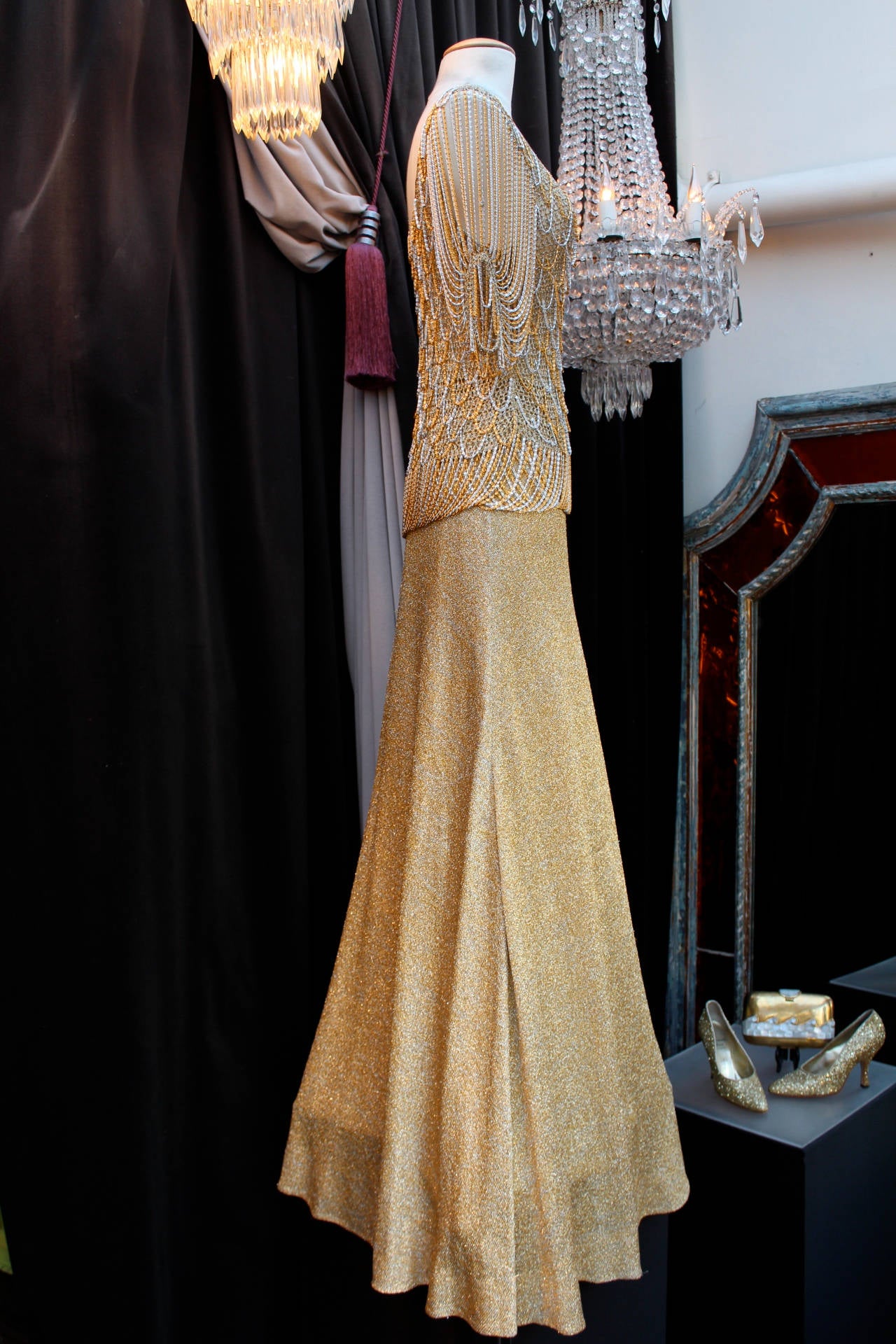 Women's Gold Skirt and Top Ensemble Azzaro, circa 1970s