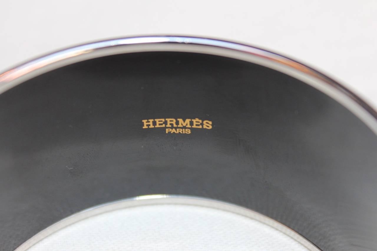 Hermes Brown Enamel Bangle with Blue and Beige Trimmings Design 3