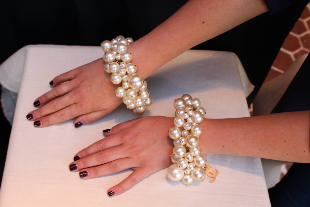 Faux pearls pair of Chanel bracelets, circa 2013 2
