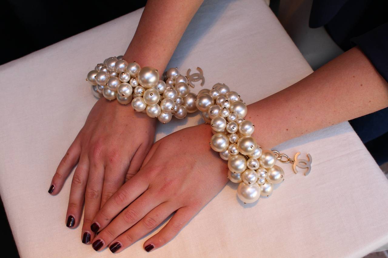 Faux pearls pair of Chanel bracelets, circa 2013 3