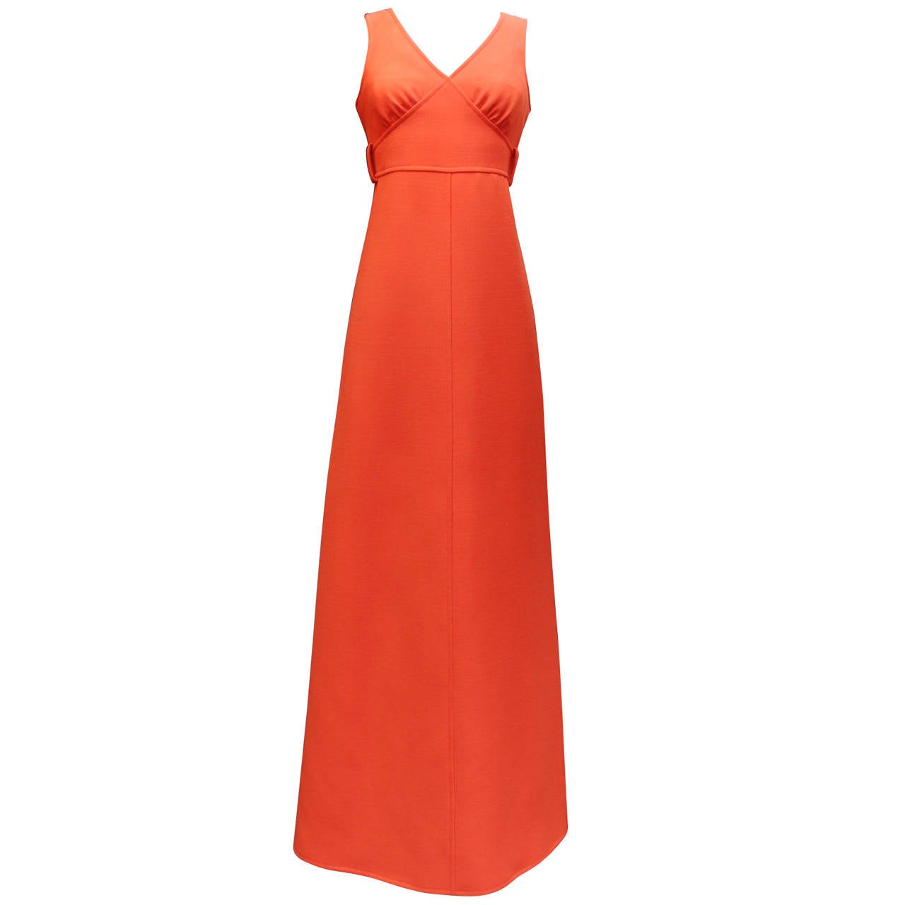 1967 Courreges Couture Future Long Orange Dress