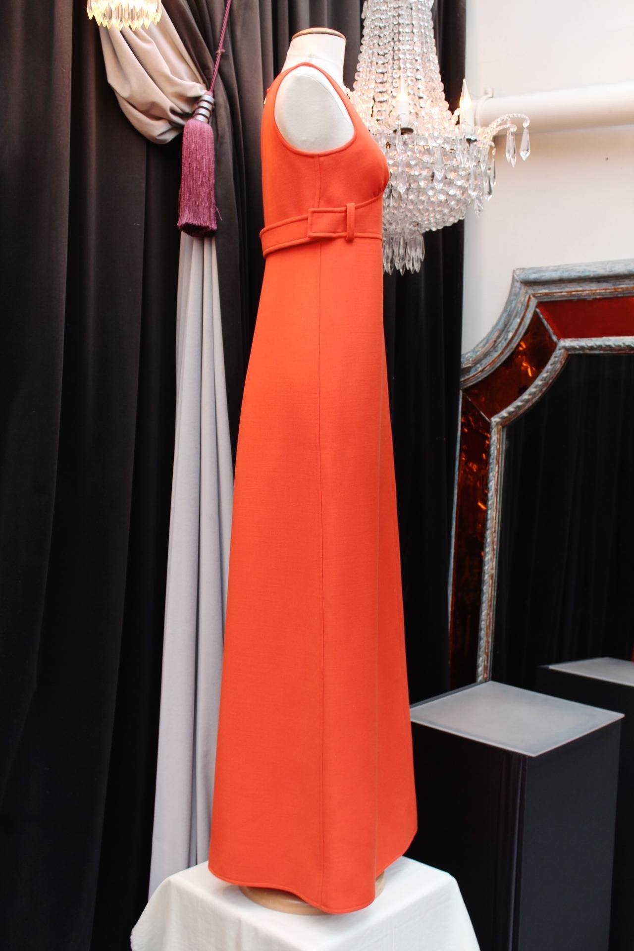 1967 Courreges Couture Future Long Orange Dress 1