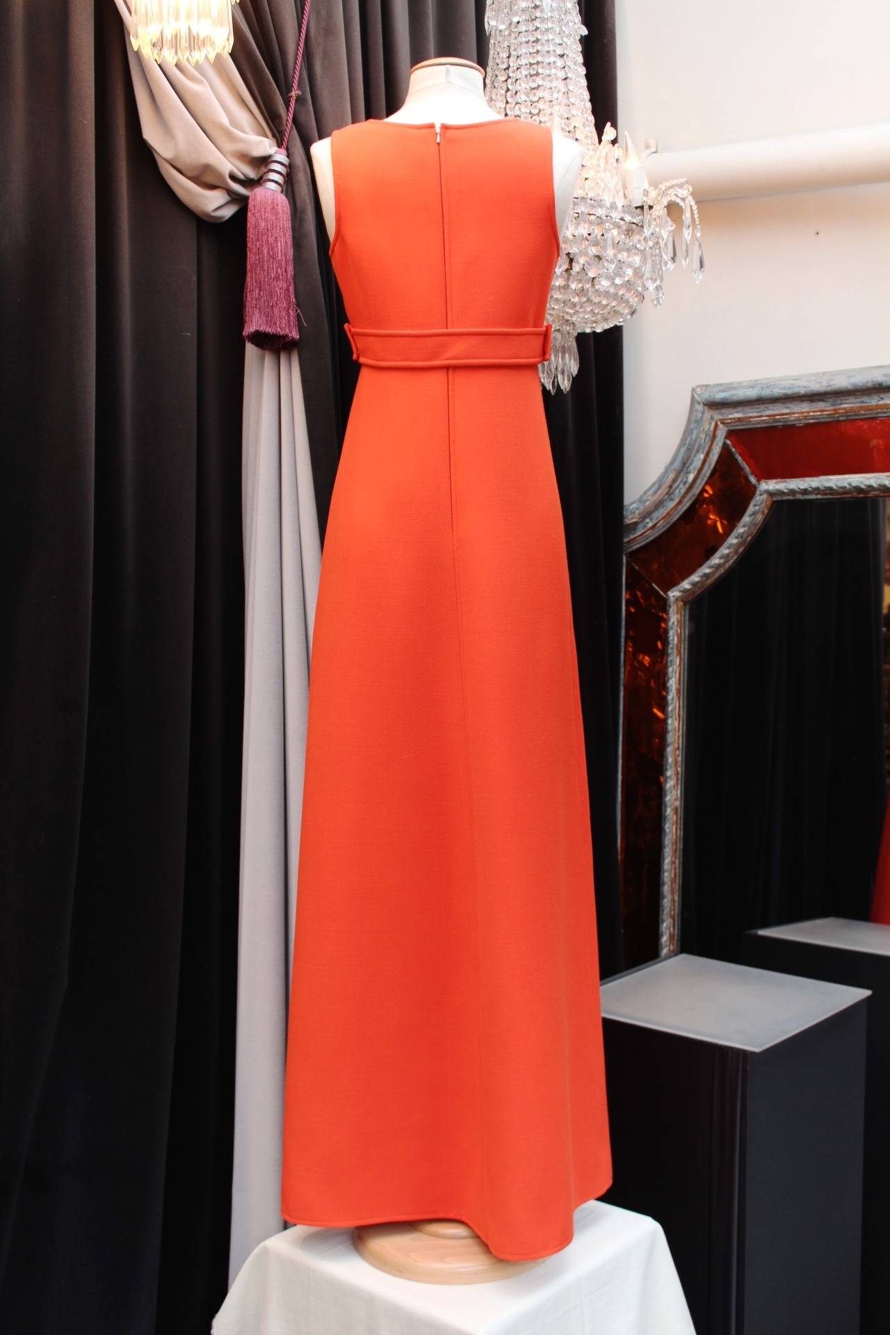 Women's 1967 Courreges Couture Future Long Orange Dress