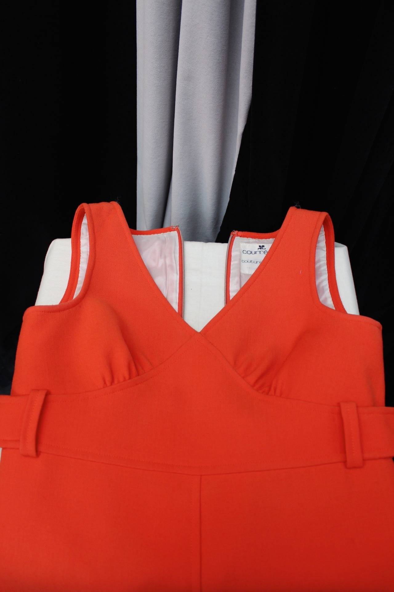 1967 Courreges Couture Future Long Orange Dress 2