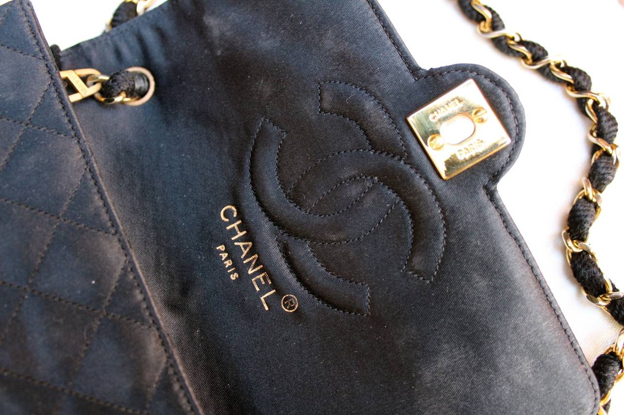 Black Satin Shoulder Bag Chanel, circa 1990s 5