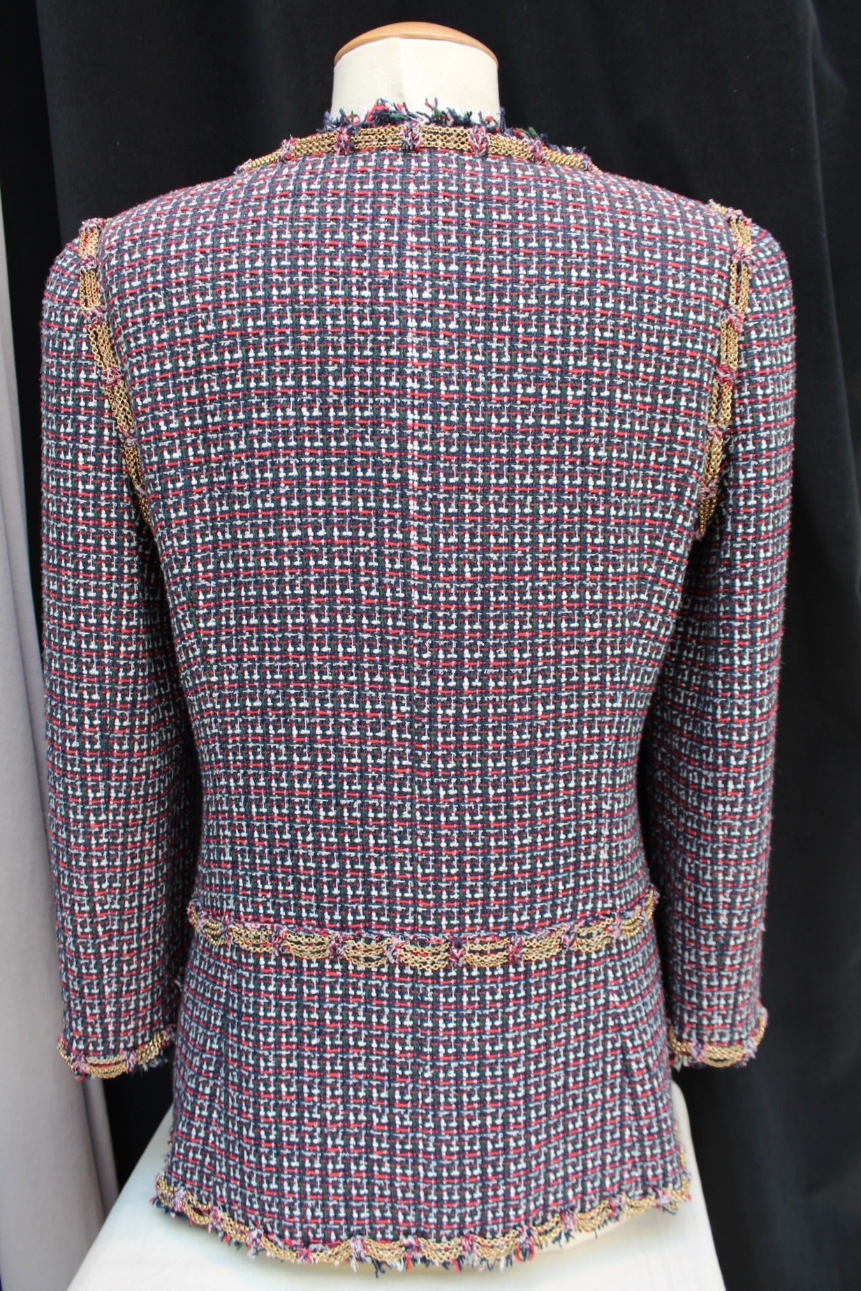 Blue, Red Green and White Tweed Chanel Jacket,  Spring 2008 In Excellent Condition In Paris, FR