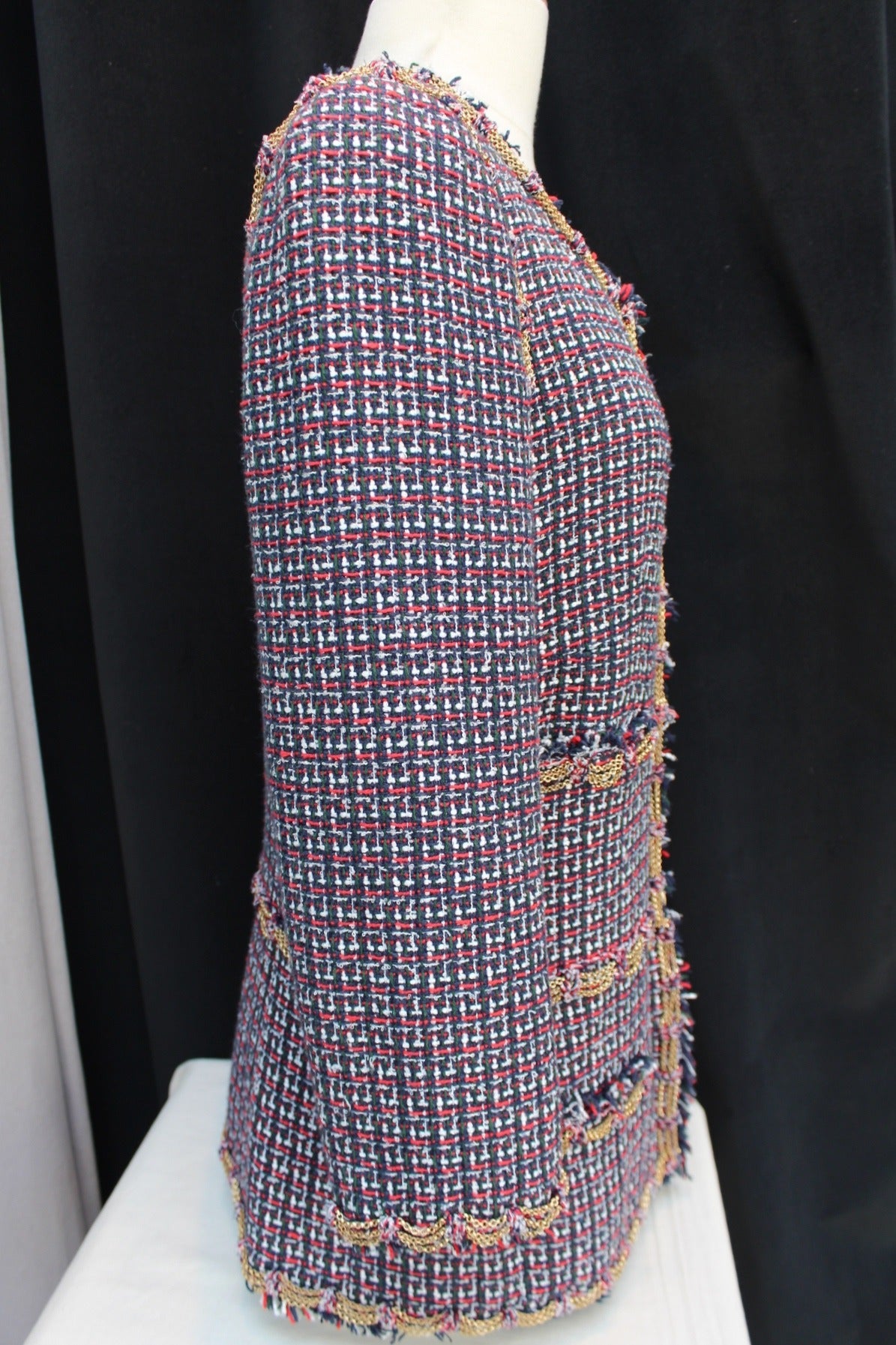 Women's Blue, Red Green and White Tweed Chanel Jacket,  Spring 2008