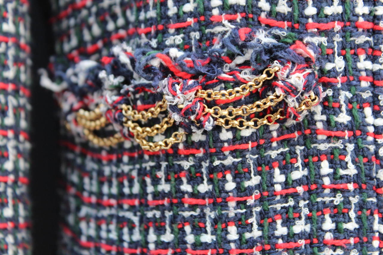 Blue, Red Green and White Tweed Chanel Jacket,  Spring 2008 2