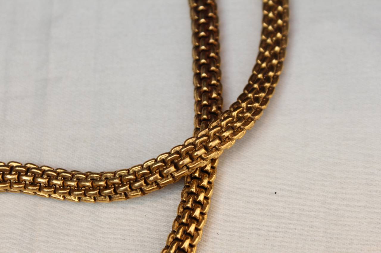Chanel Chain and Blue Gripoix Medaillion with Dripping Pearls Necklace, 1970s For Sale 4
