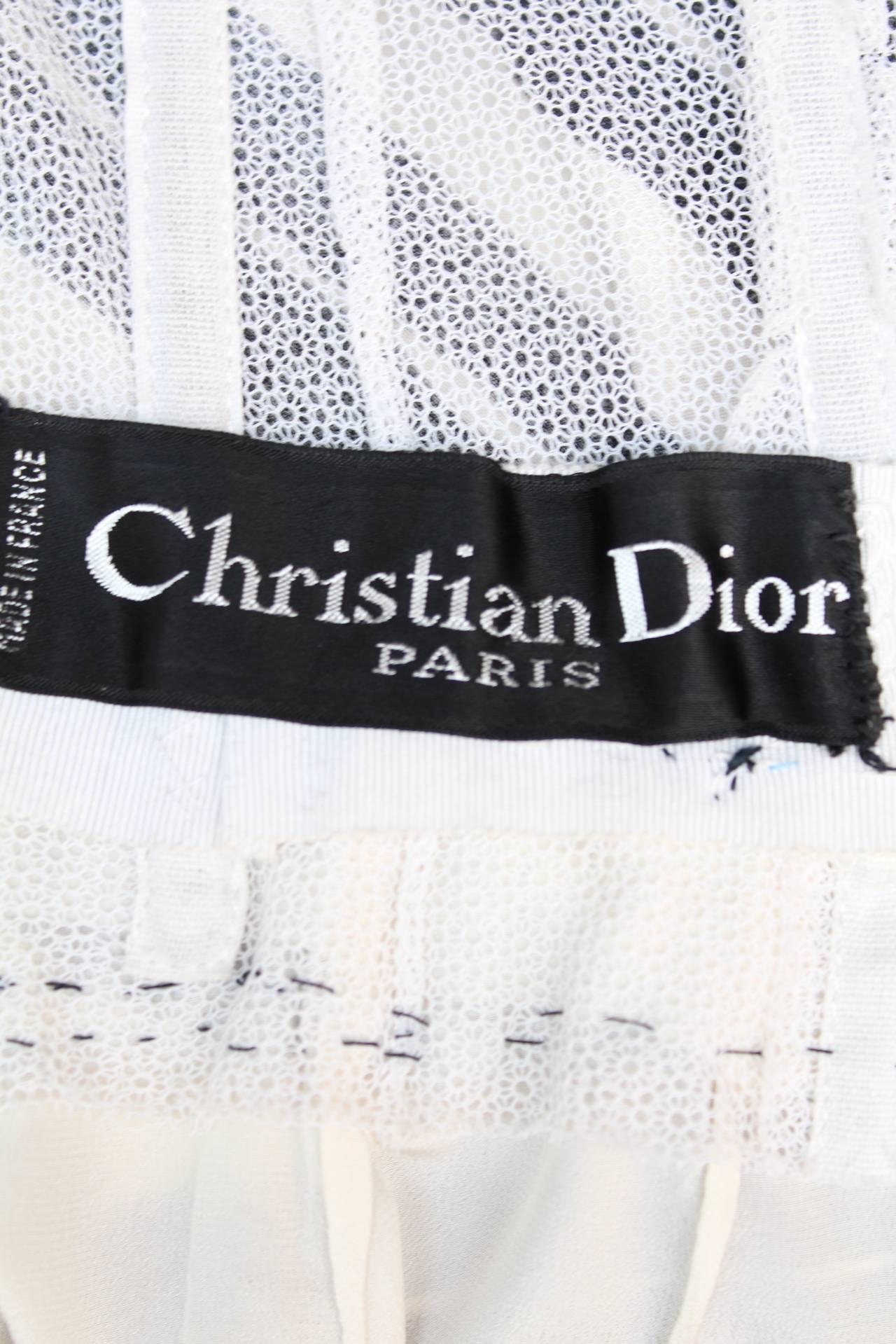 1980s Christian Dior Haute Couture Black and White Asymetrical Dress 6
