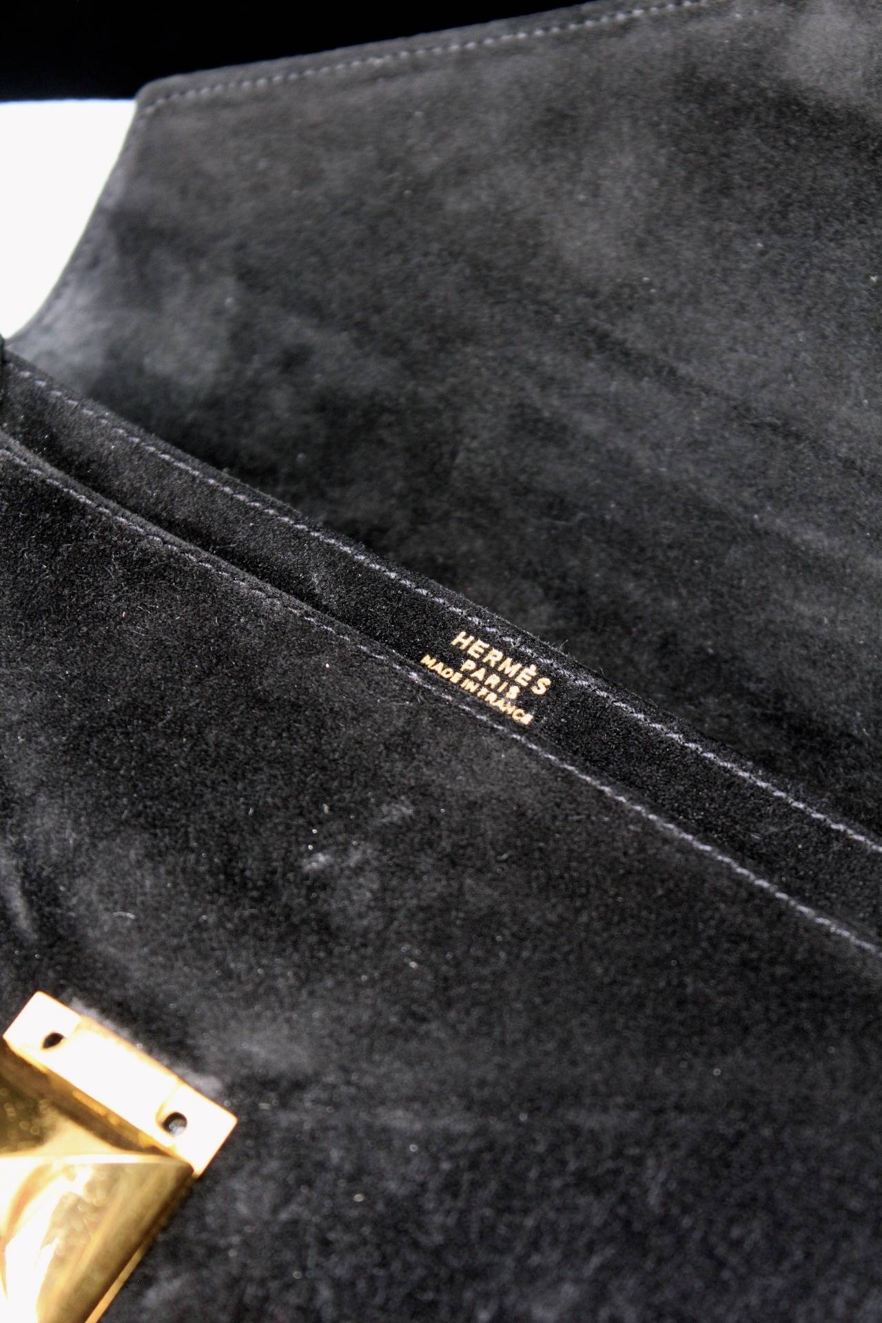 Hermes  Black Suede Clutch 4