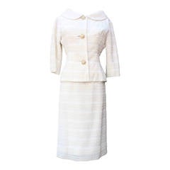 1961 Carven Haute Couture White Lace Dress and Jacket Ensemble 1