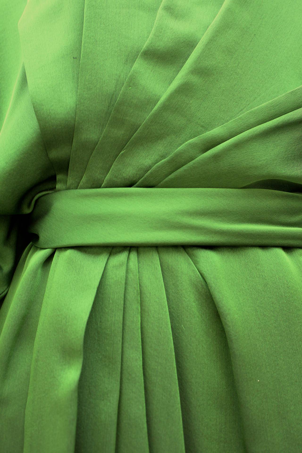Women's Fall Winter 1990-1991 Yves Saint Laurent Haute Couture Green Silk Dress