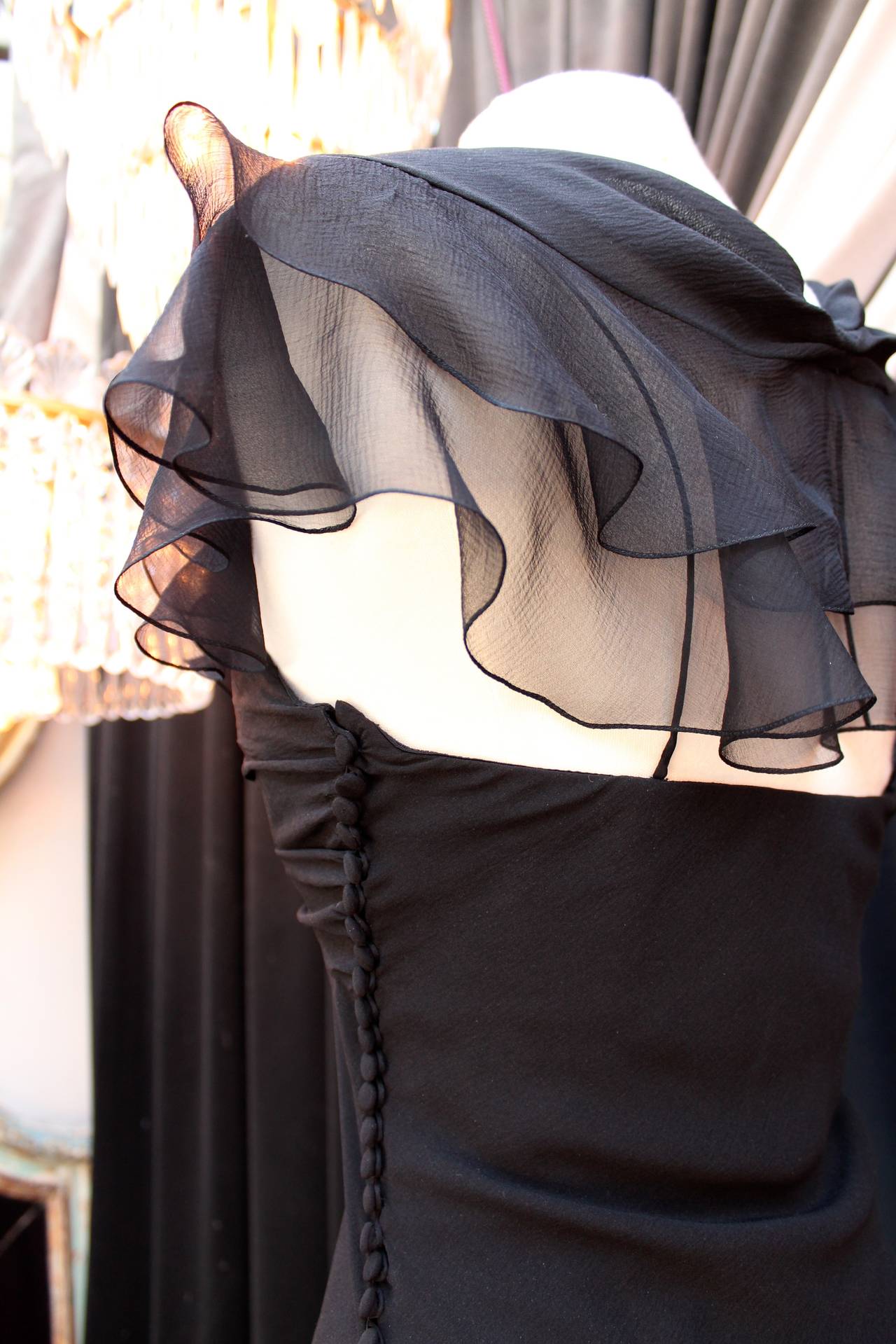 2000s Christian Dior Boutique Black Silk and Taffetas Evening Gown 2