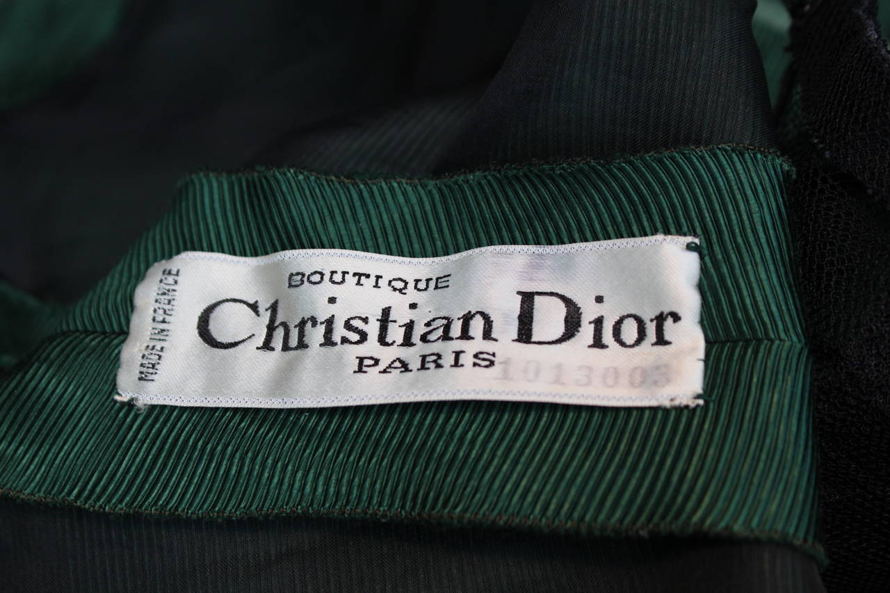 1950s Christian Dior Boutique Green Cocktail Dress 2