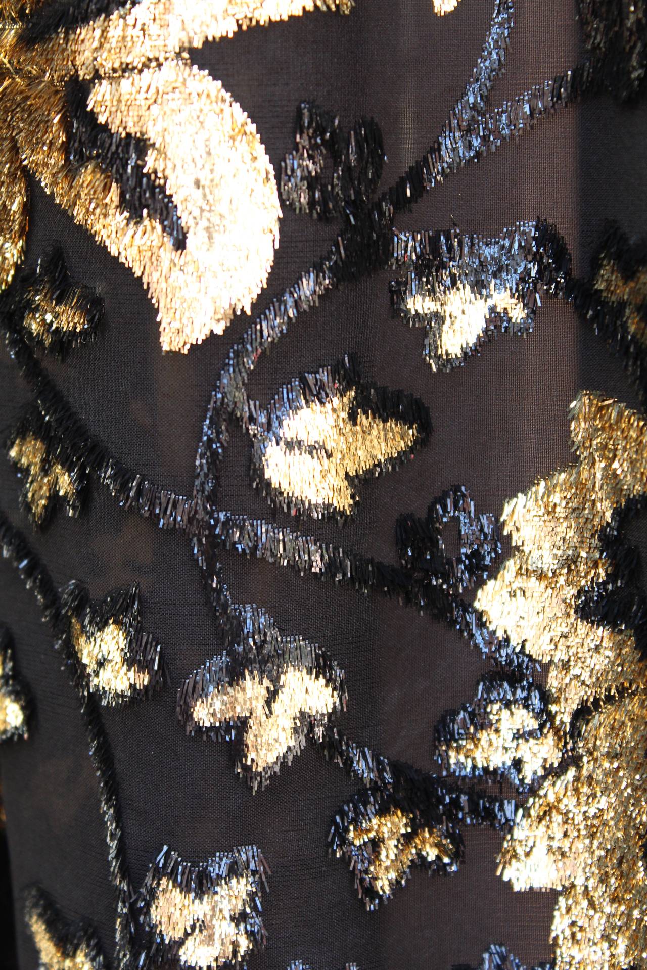 1970s Givenchy Nouvelle Boutique Black and Gold Silk Long Gown 2