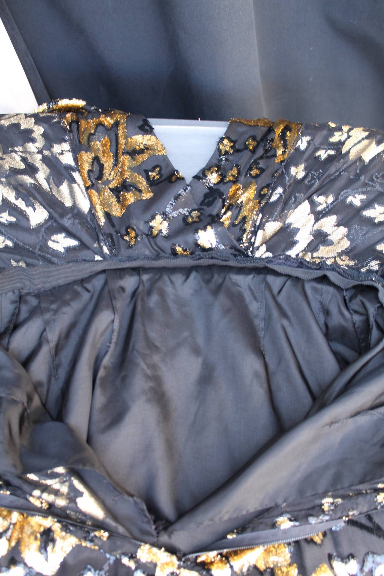 1970s Givenchy Nouvelle Boutique Black and Gold Silk Long Gown 4
