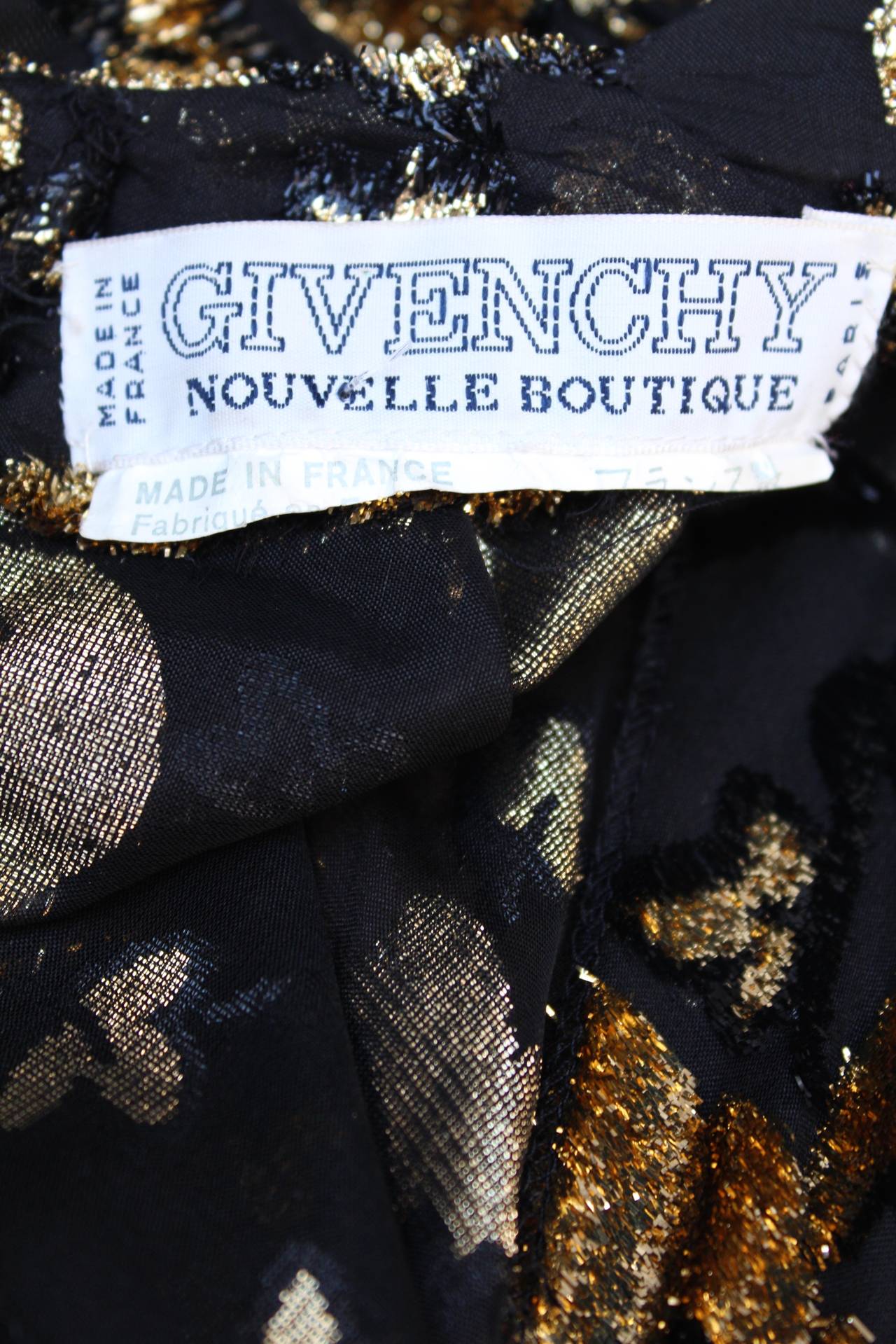 1970s Givenchy Nouvelle Boutique Black and Gold Silk Long Gown 6