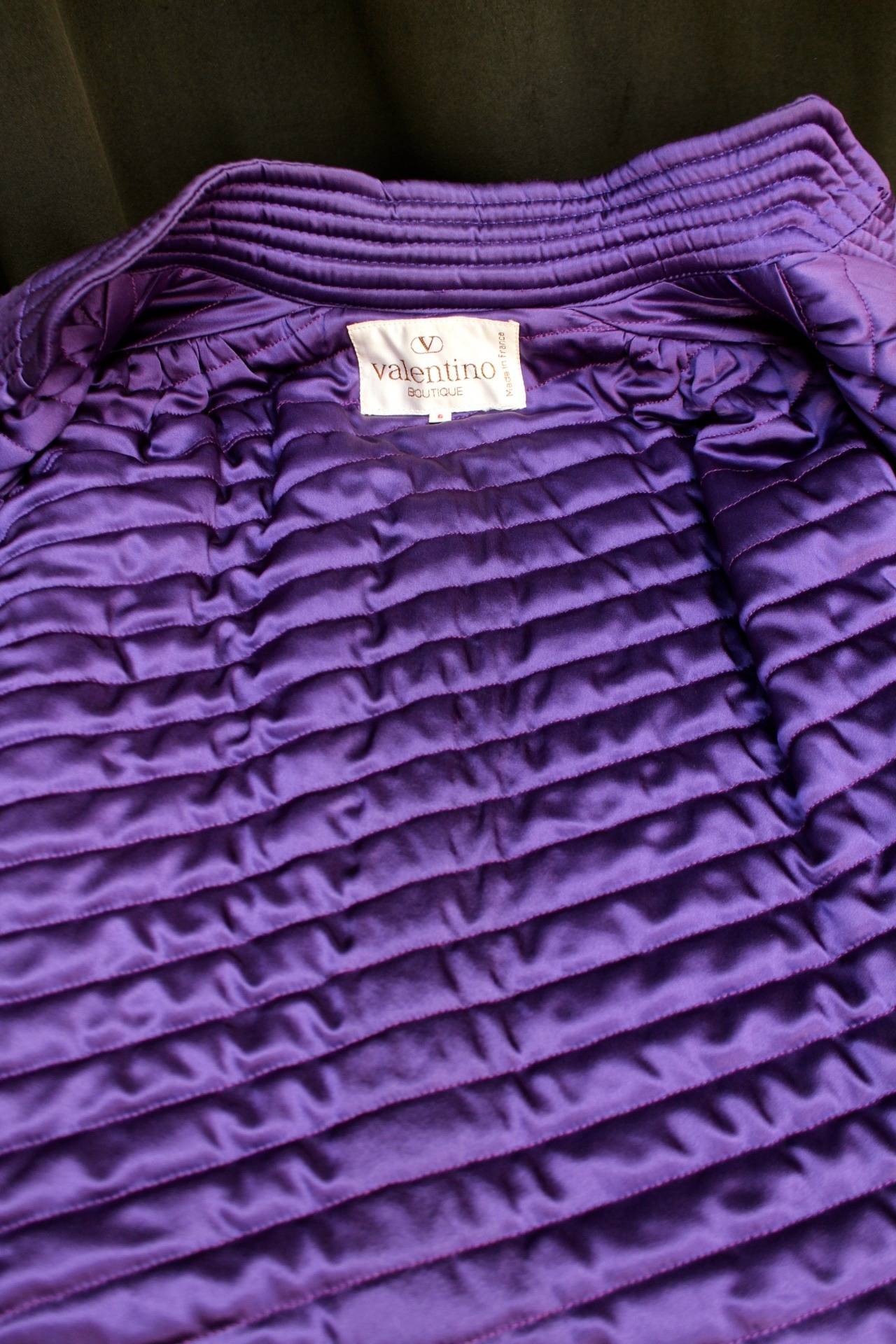1980s Valentino Purple Quilted Silk and Sequins Evening Vest 1