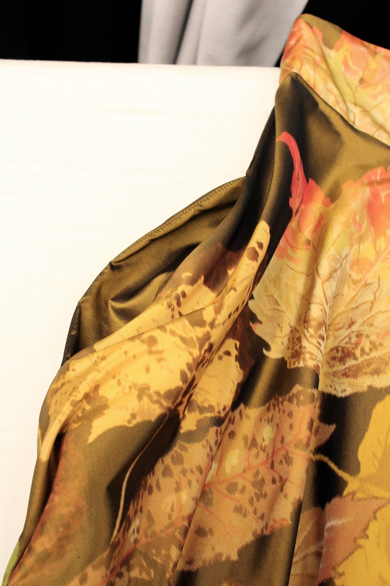 1980s Hermes Autumnal Motif Long Silk Taffeta Skirt 5