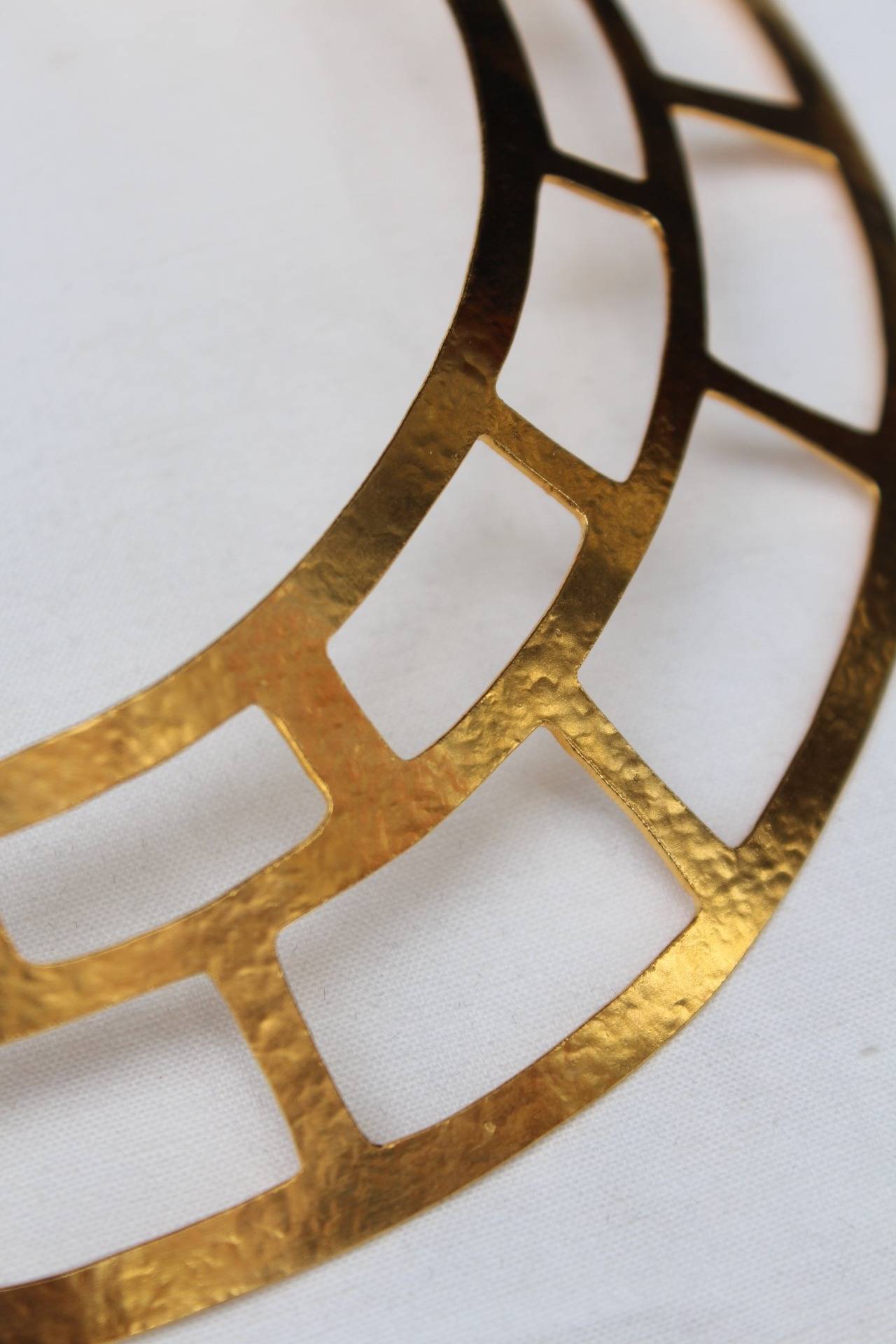 Women's 2000s Herve Van Der Straeten Openwork Hammered Gold Brass Torque Necklace