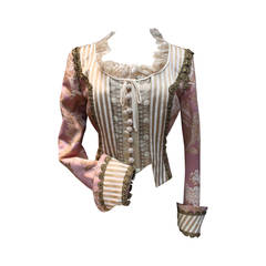 Vintage Pink Brocarde and White Lace Jacket Moschino Couture, early 1990's
