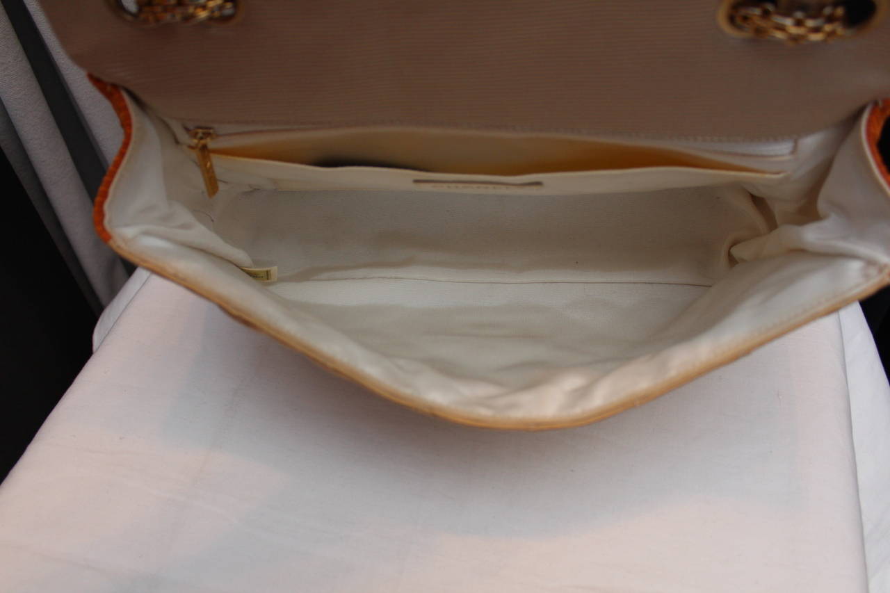 Chanel Quilted Ecru, Beige and Orange 2.55 Jumbo Bag 3
