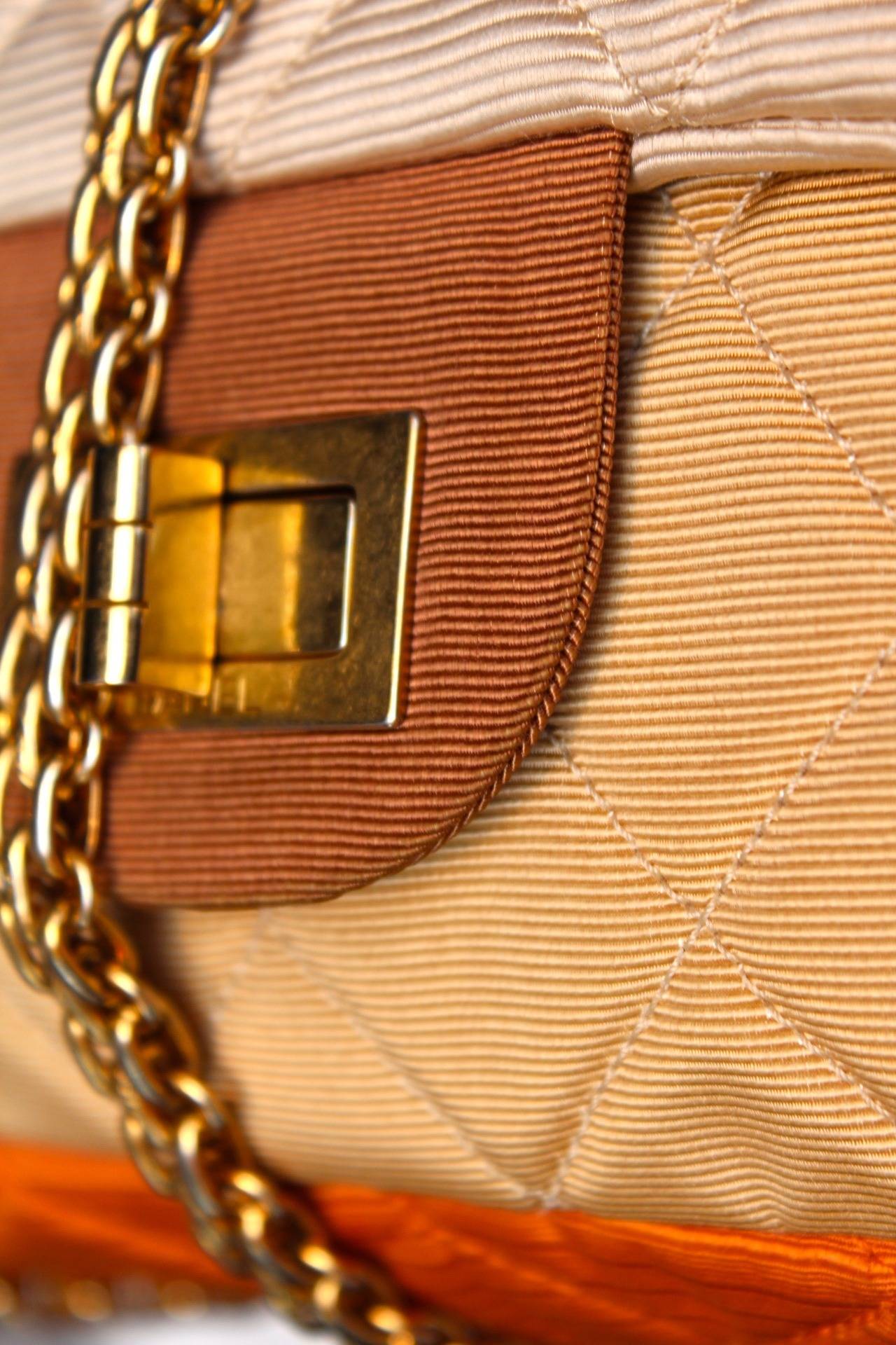 Chanel Quilted Ecru, Beige and Orange 2.55 Jumbo Bag 5