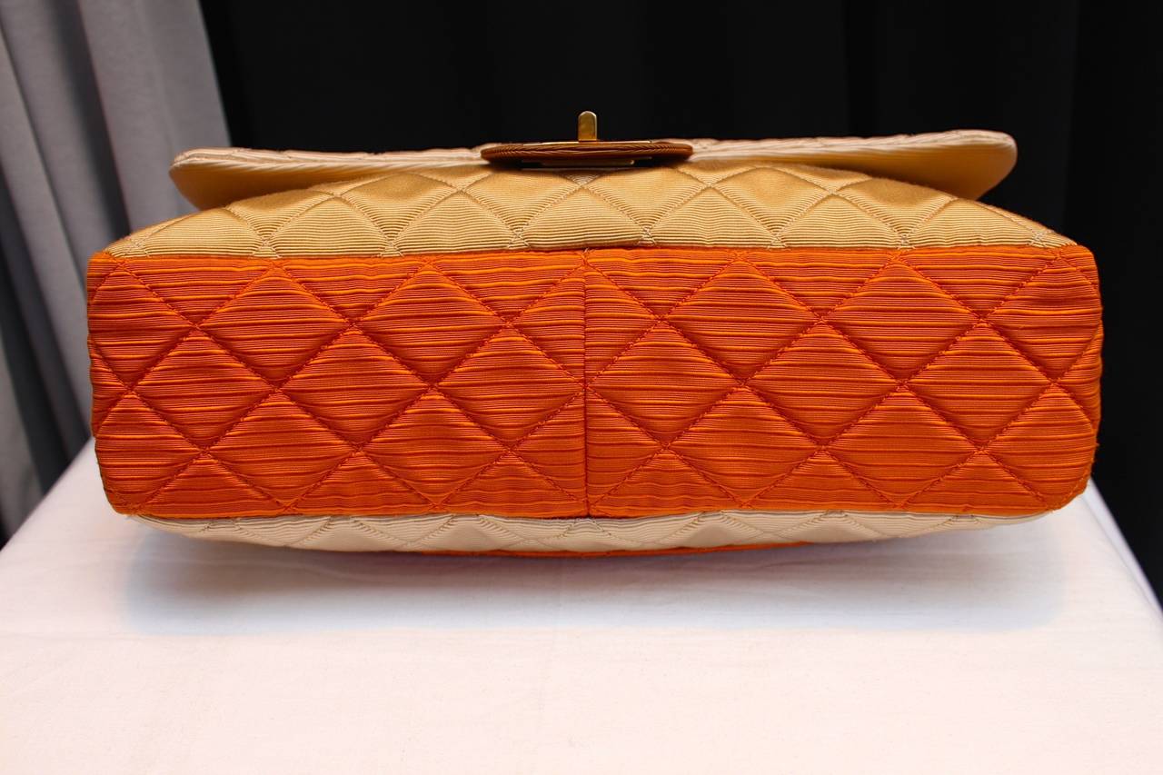Chanel Quilted Ecru, Beige and Orange 2.55 Jumbo Bag 1