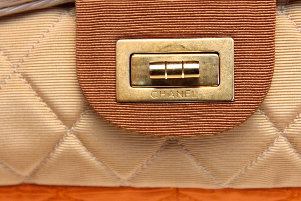 Chanel Quilted Ecru, Beige and Orange 2.55 Jumbo Bag 2
