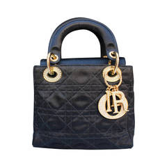 Christian Dior Black Silk Mini Lady Dior Handag