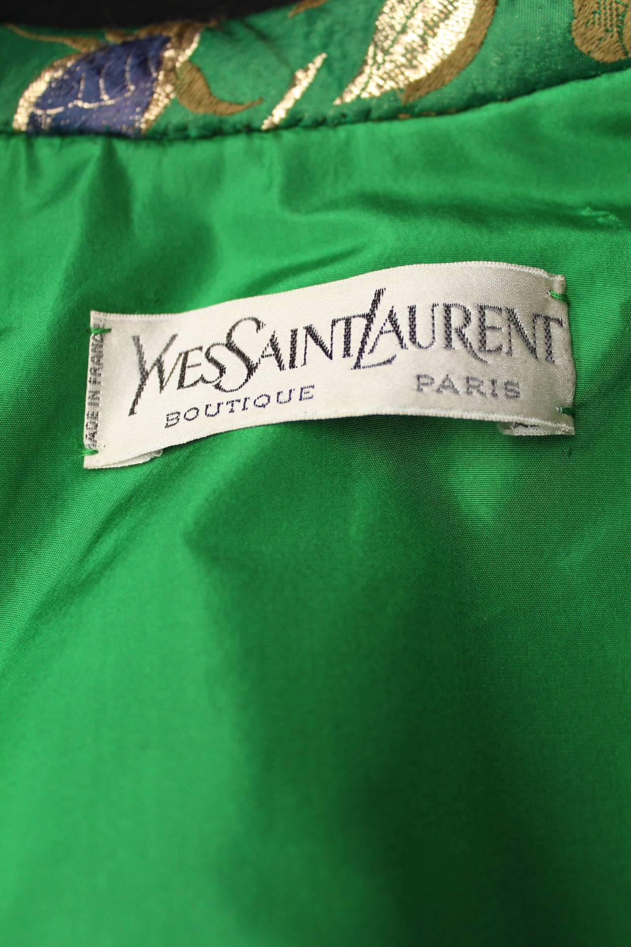 1960s Yves Saint Laurent Boutique Green Croped Couture Jacket at 1stdibs