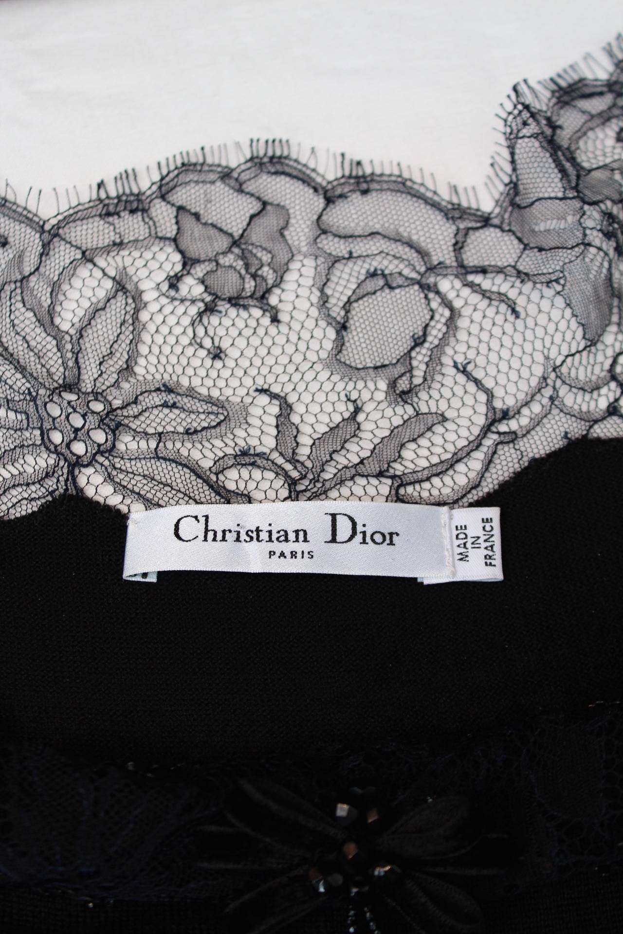 2000s Christian Dior with Black Wool and Lace Skater Dress 5