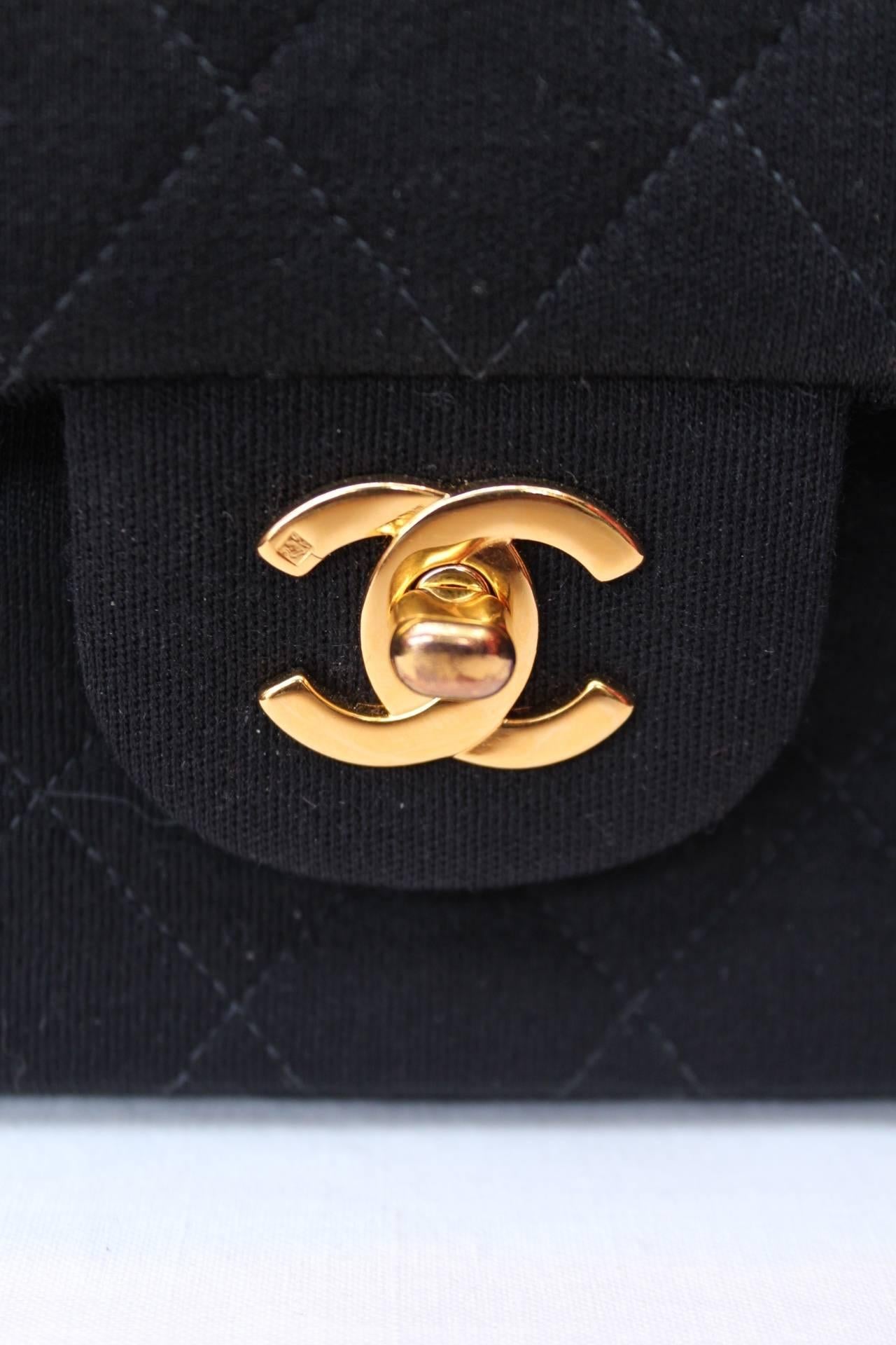 Women's Chanel Timeless Medium Black Jersey Double Flap Bag