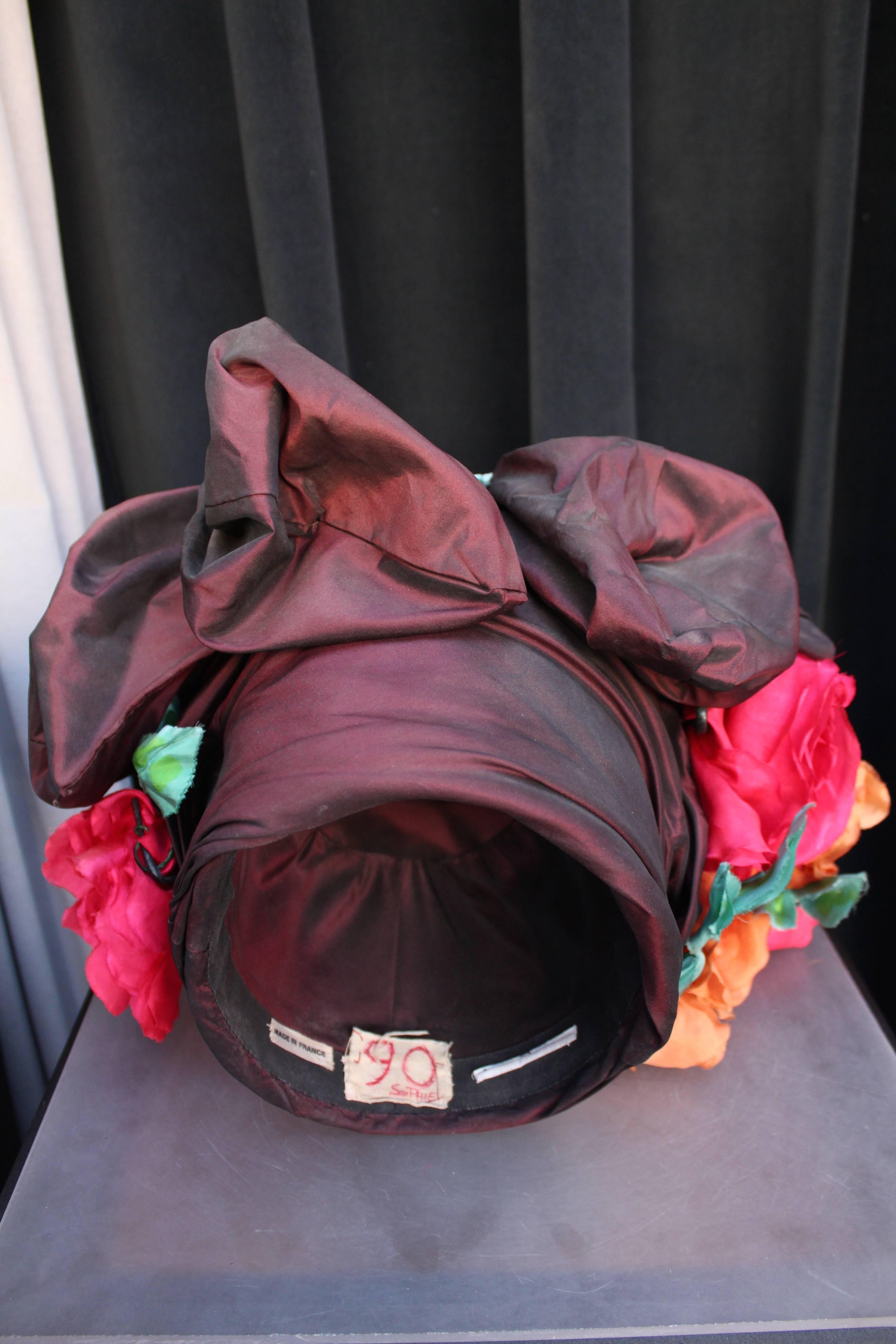 1980s Jean Patou Haute Couture Silk Flowers Hat 3
