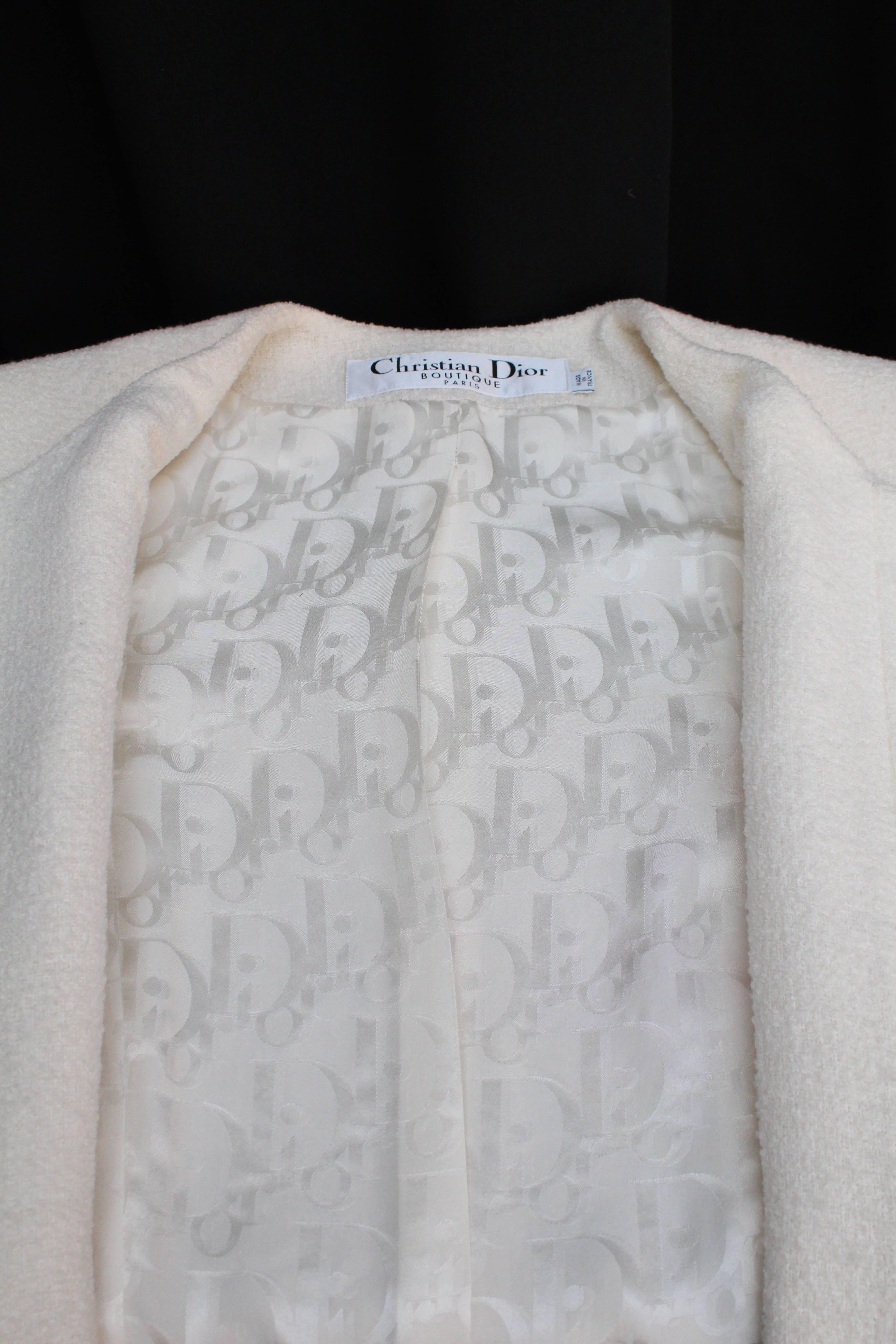 2000s Christian Dior Boutique Ivory Wool and Lace Jacket 3