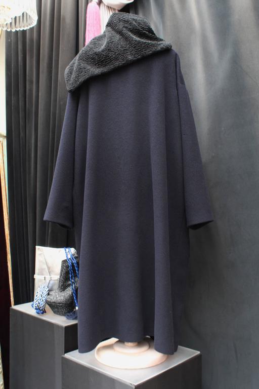 1980 - 90s Comme des Garcons Oversized Coat in Navy Blue and Black Wool