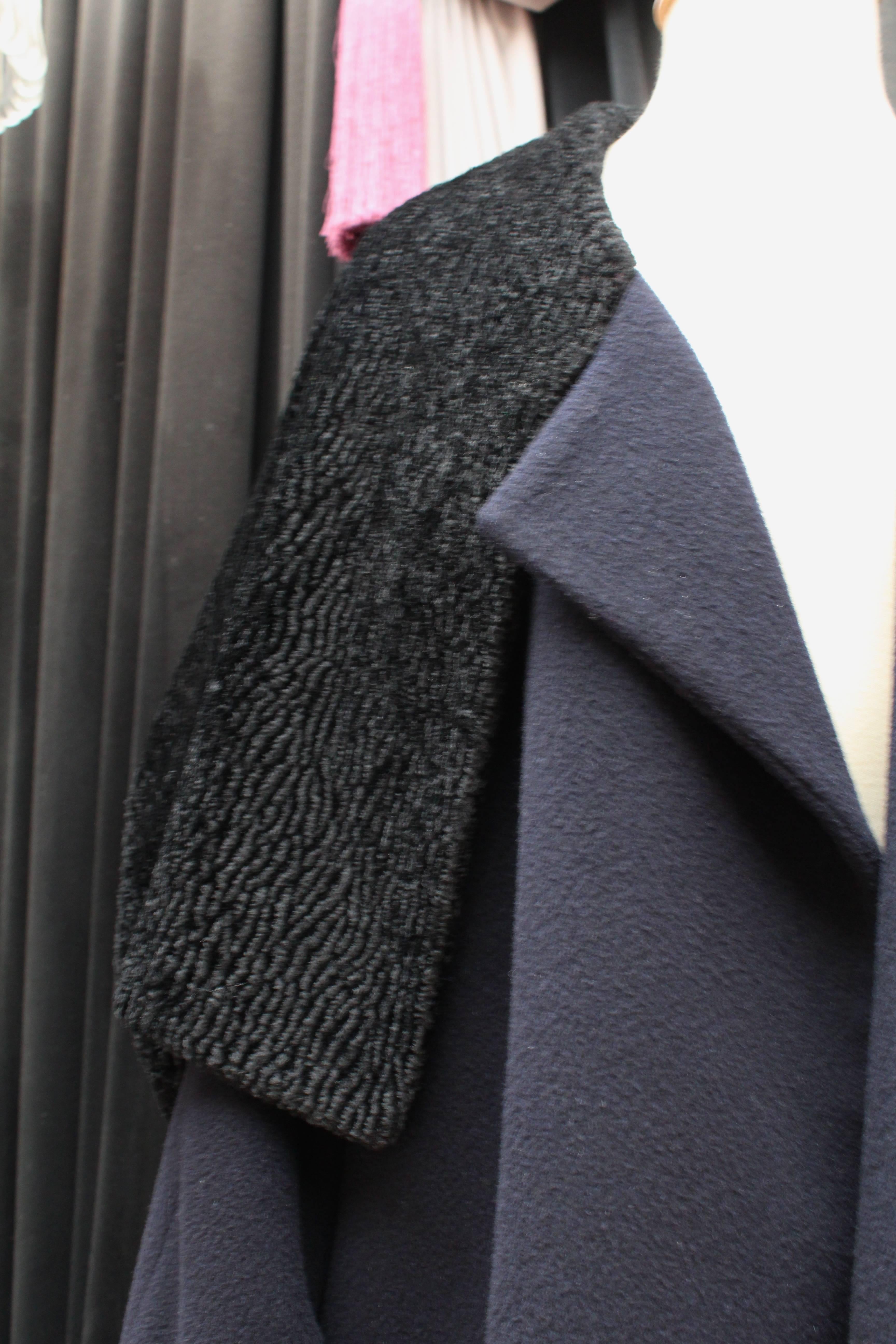 1980 - 90s Comme des Garcons Oversized Coat in Navy Blue and Black Wool Coat 2