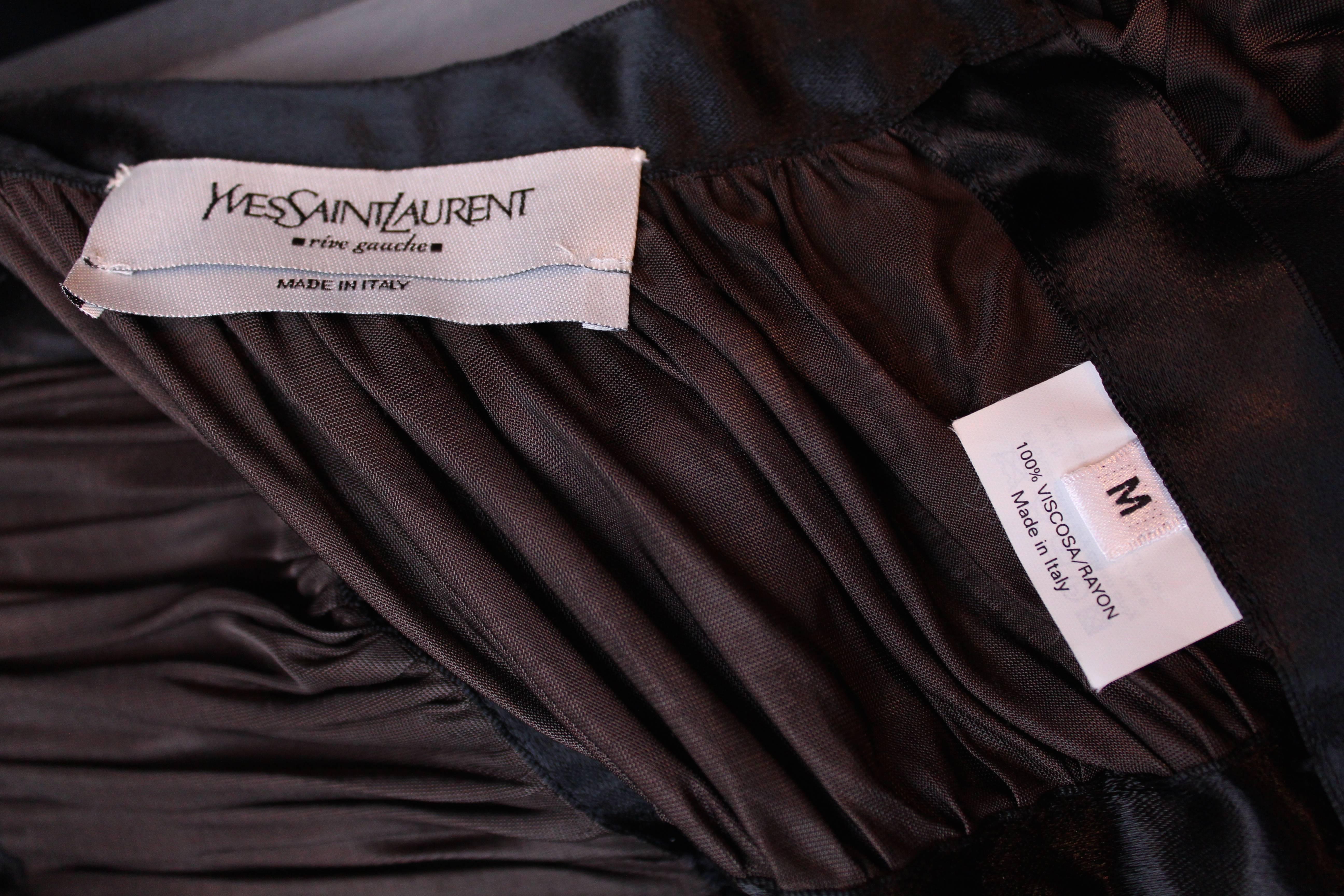 2000s Yves Saint Laurent Rive Gauche Black and Brown Draped Gown by Tom Ford 6