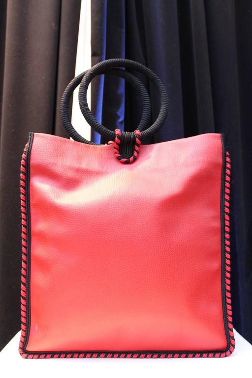 1980s Yves Saint Laurent Red Leather Handbag for The Fondation Pierre ...