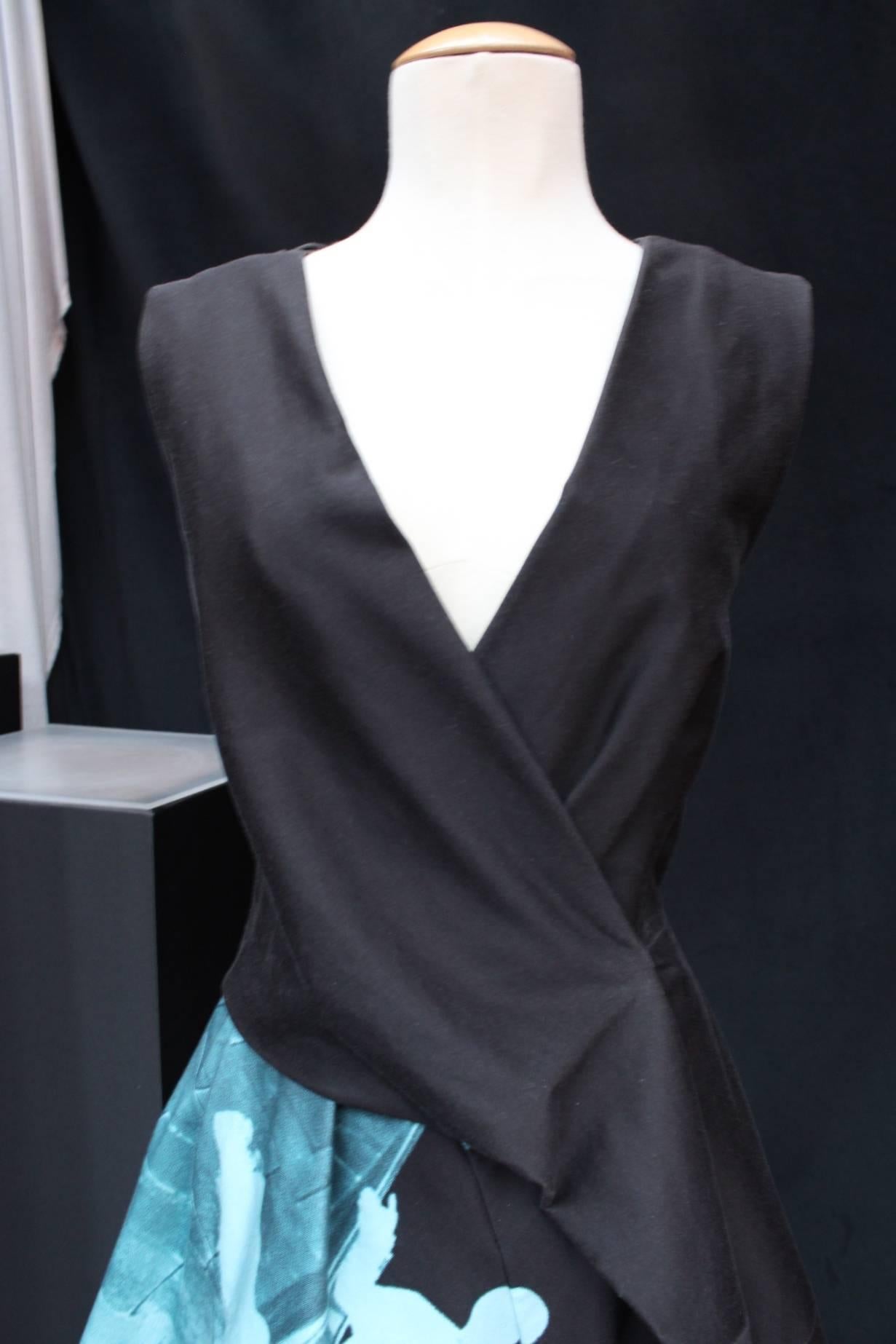 2013 John Galliano Evening Dress in Blue, Pink and Black Cotton by Bill Gaytten 1