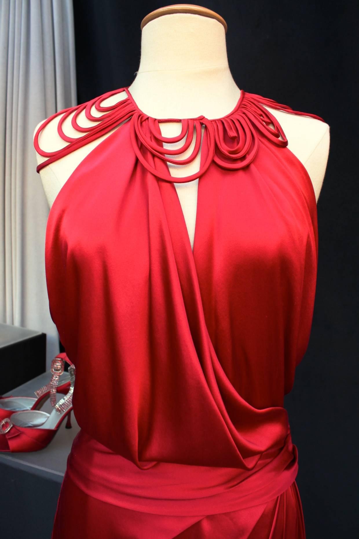 2000s John Galliano Red Silk Evening Gown 1