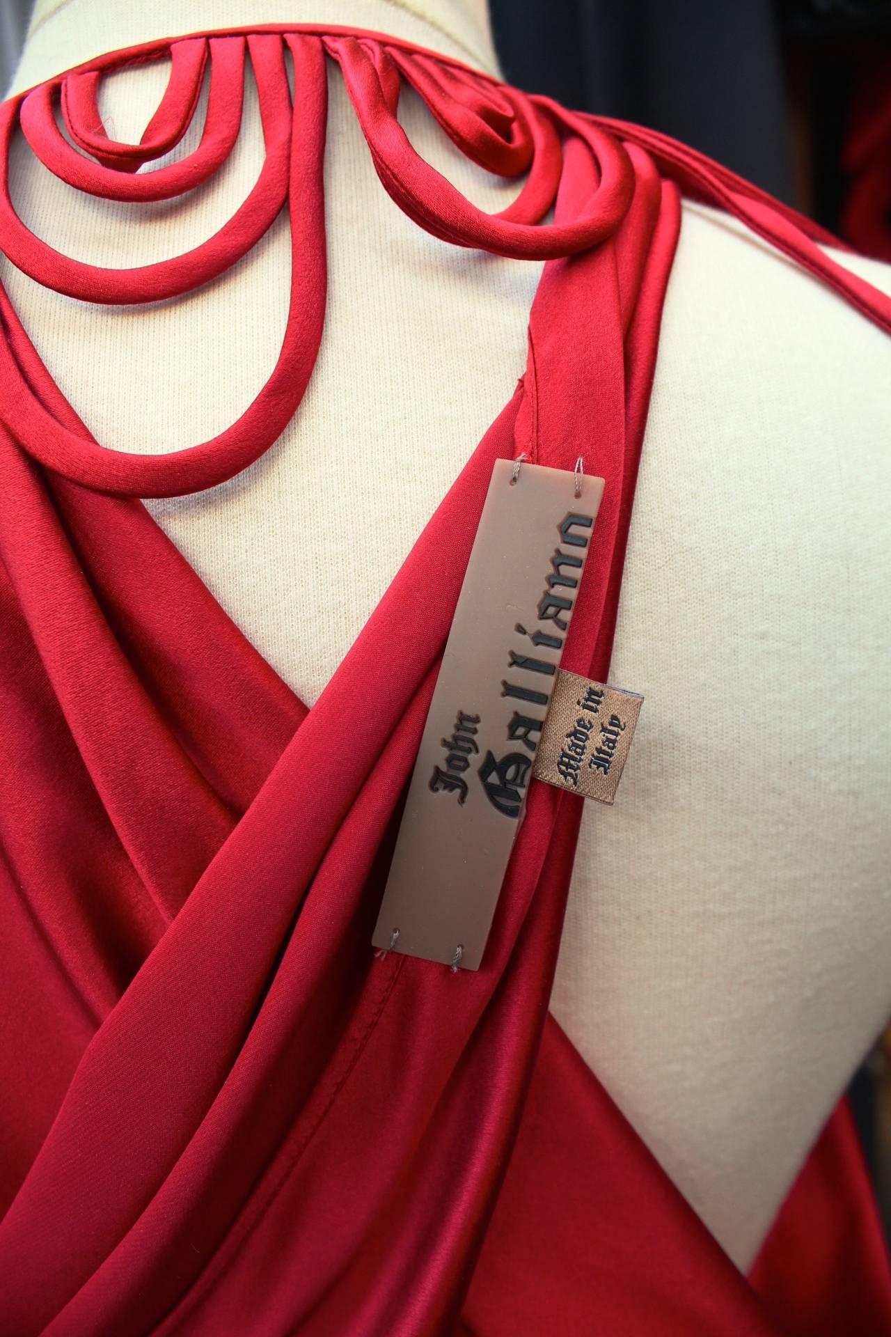 2000s John Galliano Red Silk Evening Gown 5