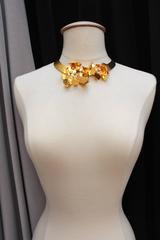 2000s Herve Van Der Straeten Gilt Brass Torque Necklace with Flower