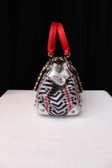 1990 Christian Lacroix Handbag with Silver Leather and Weaving Fabric