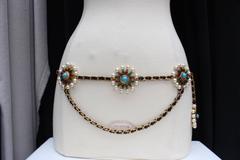 1993 Chanel Belt by Gripoix with Glass Paste and Faux Pearls
