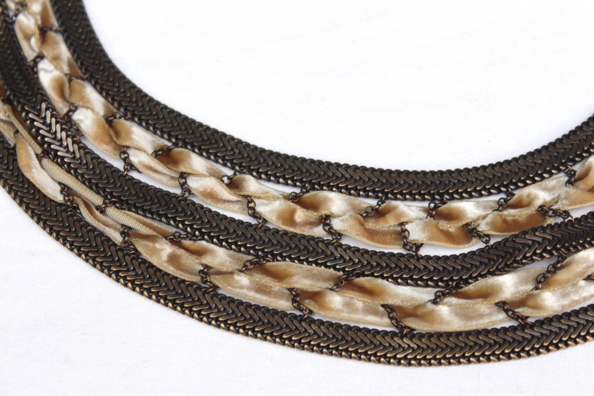 2000s Louis Vuitton Chain and Velvet Short Necklace For Sale 1