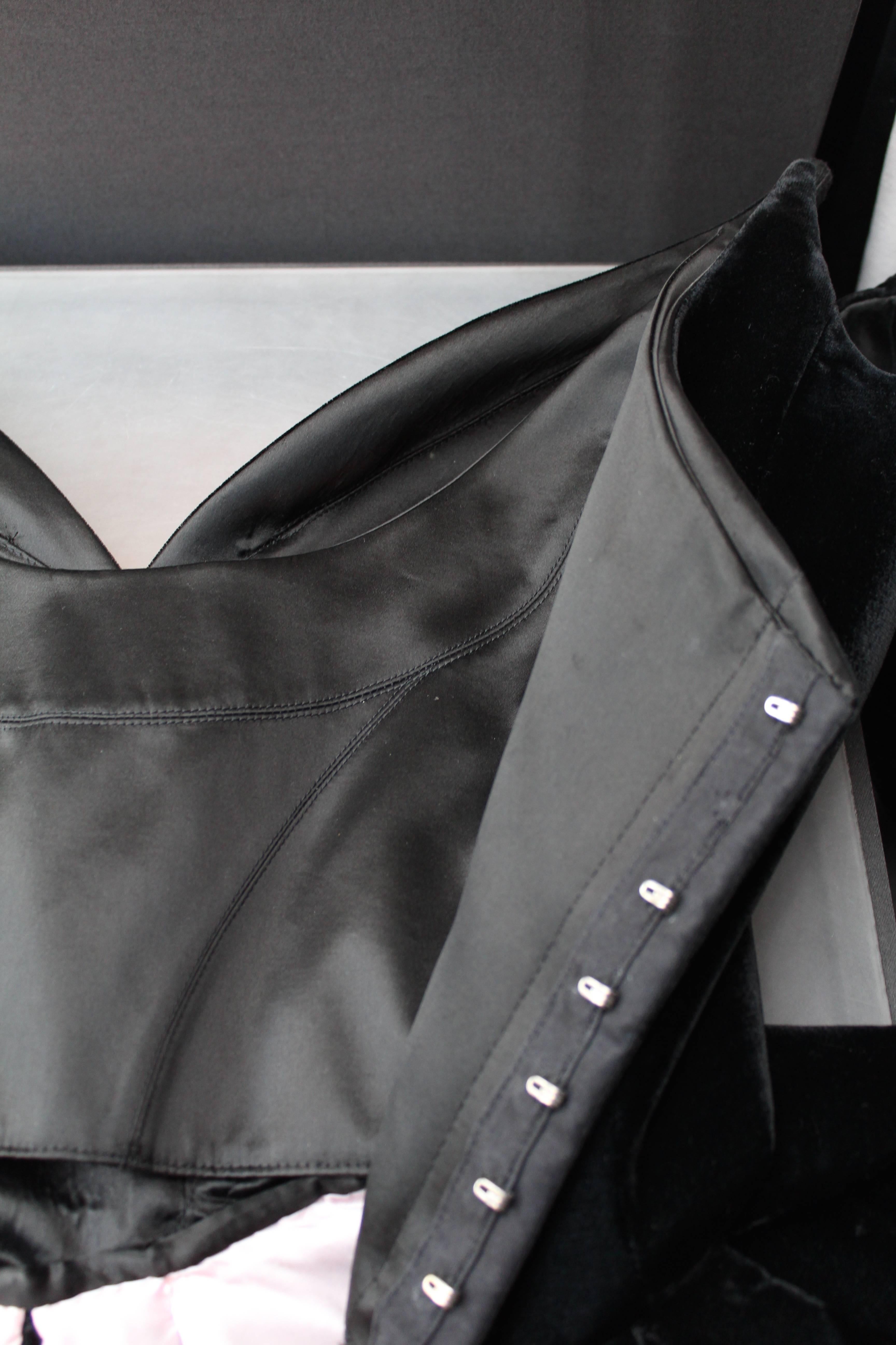 1981 Thierry Mugler Top/Dress in Black Velvet and Pink Silk 3