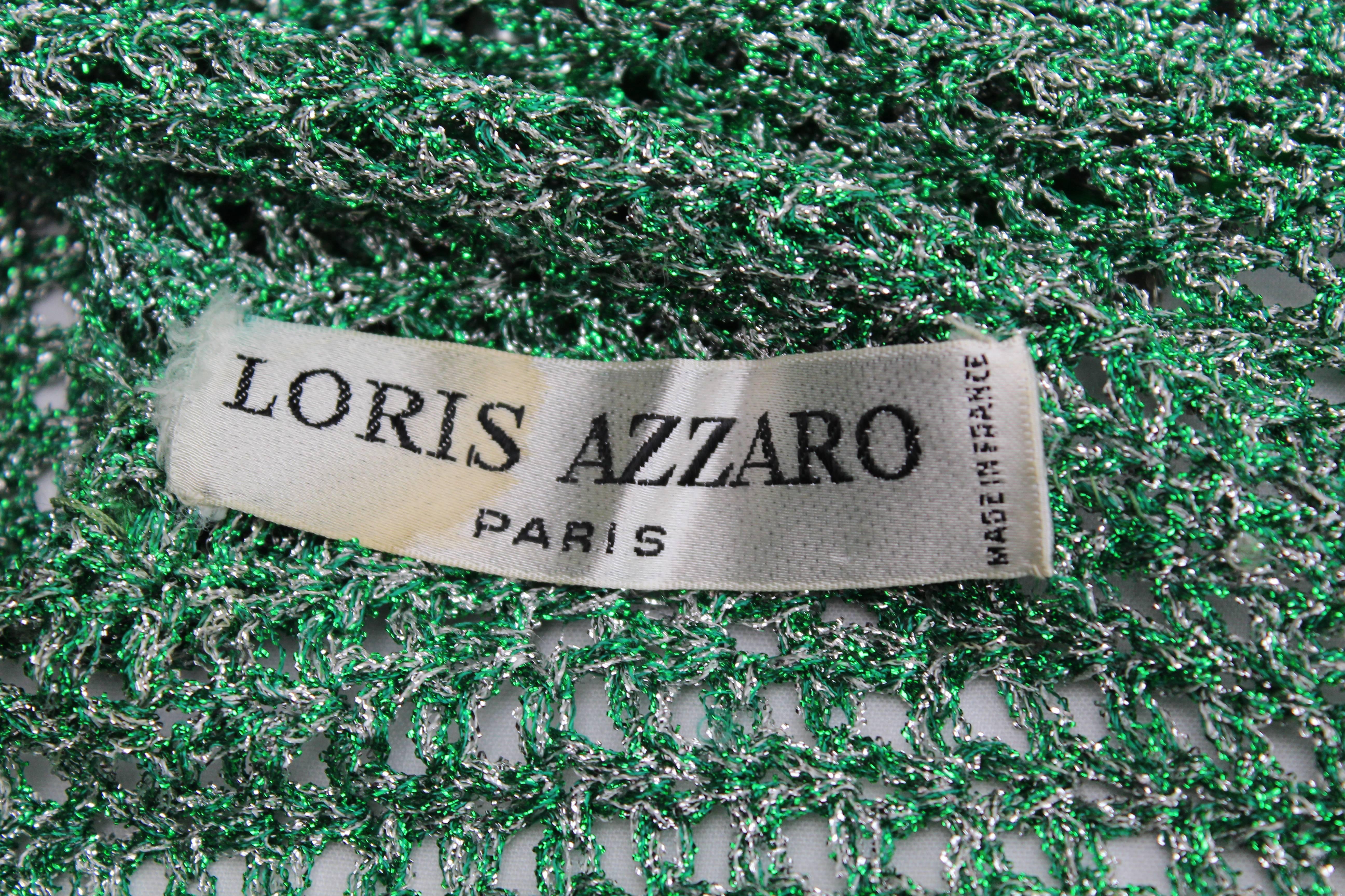 1970s Loris Azzaro Green and Silver Lurex Crochet Ensemble 6